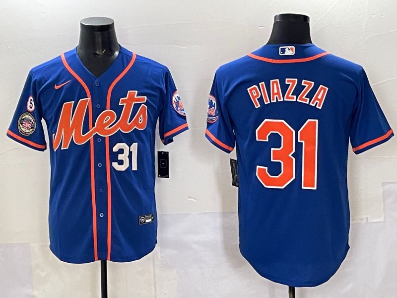 Men 2025 New York Mets 31 Piazza Blue Game Nike MLB Jersey style 014
